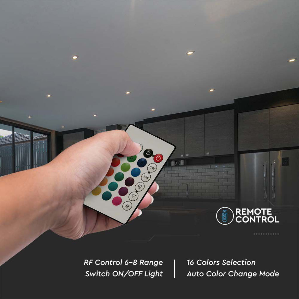 Faretto LED GU10 5w Satinato RF Controller con Telecomando 24 Tasti RGB + 4000K Dimmerabile